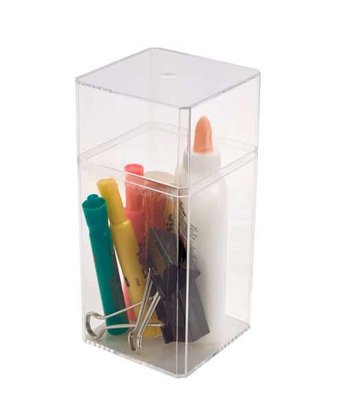 Large Tall Square Clear Plastic Box - 3-3/4″ x 3-3/4″ x 8-1/4″ - 048C