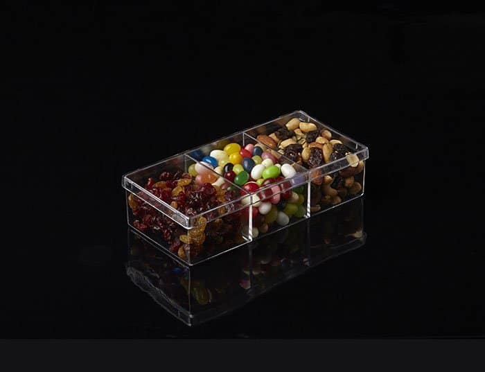 Clear square plastic Container with dividers 63/4″ x 33/16″ x 15/8″
