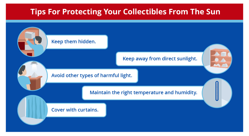 tips for protecting your collectibles from the sun in addition to uv protected display cases