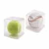 Display case 033C with a tennis ball and baseball in individual cases