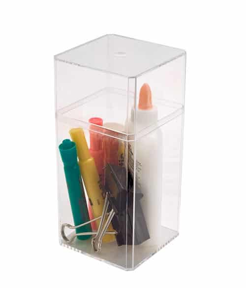 Square Clear Plastic Container with Lid - 3-3/4” x 3-3/4” x 3 1/16″ - 028C