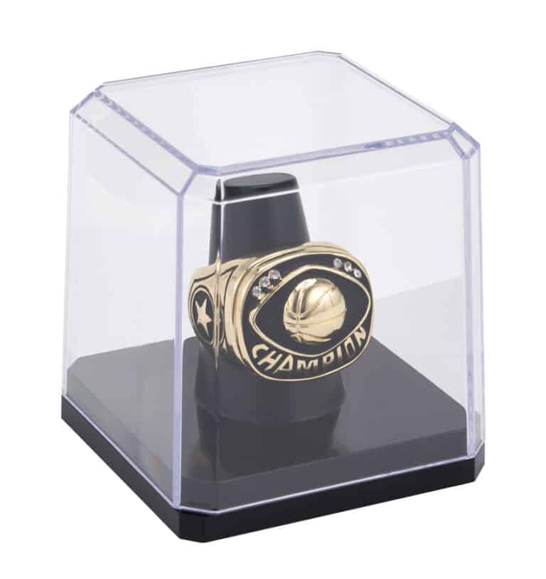 ring display case with black base side view