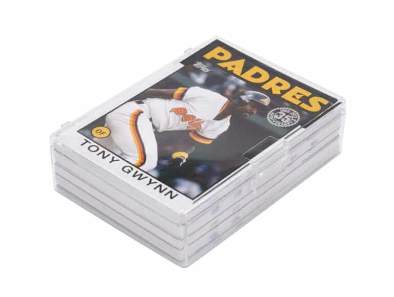 Clear baseball card display and storage case lid closed.