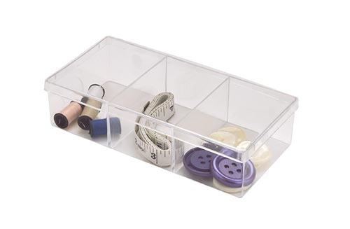 Square Clear Plastic Container with Lid - 3-3/4” x 3-3/4” x 3 1/16″ - 028C