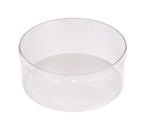 Pioneer Plastics 185C Clear Round Plastic Container, 7.375 W x 3 H 