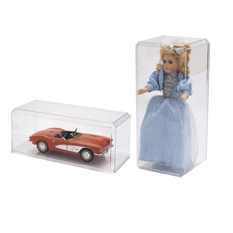 1:18 diecast display case featuring a diecast car and a doll