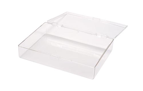 Square hinged Plastic Box - 7” x 5″ x 1-1/4″ - 575C