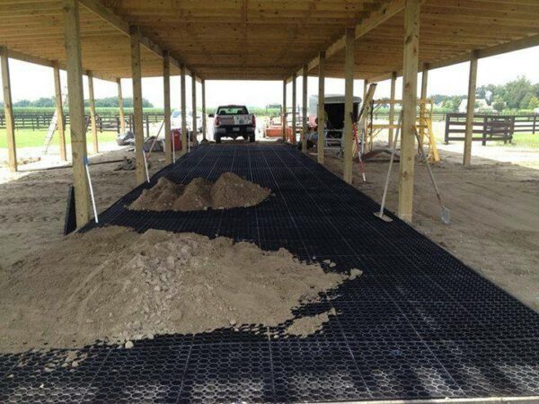 stable ground grids in a horse paddock
