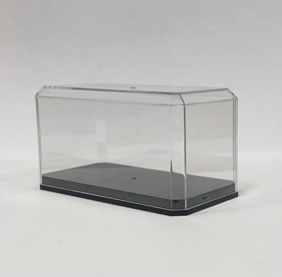 Clear acrylic display case for showcasing collectibles and model items securely.