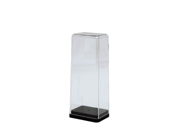 Clear display case for showcasing collectibles and important items securely.