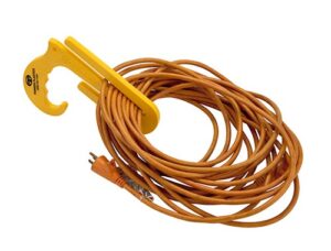 Yellow cord organizer with extension cord, perfect for keeping cables tidy and manageable.