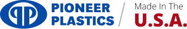 Pioneer Plastics logo showcasing quality plastic products made in the USA.