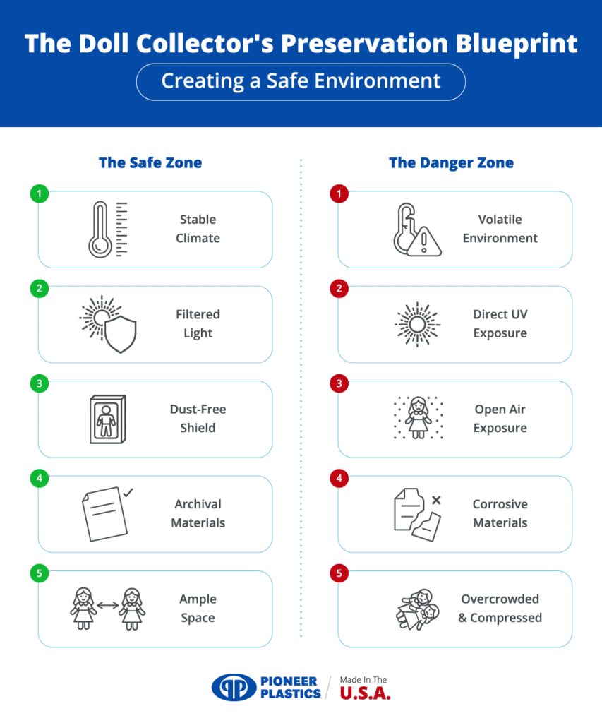 Doll storage guide for collectors: ensure safe conditions and avoid damage.