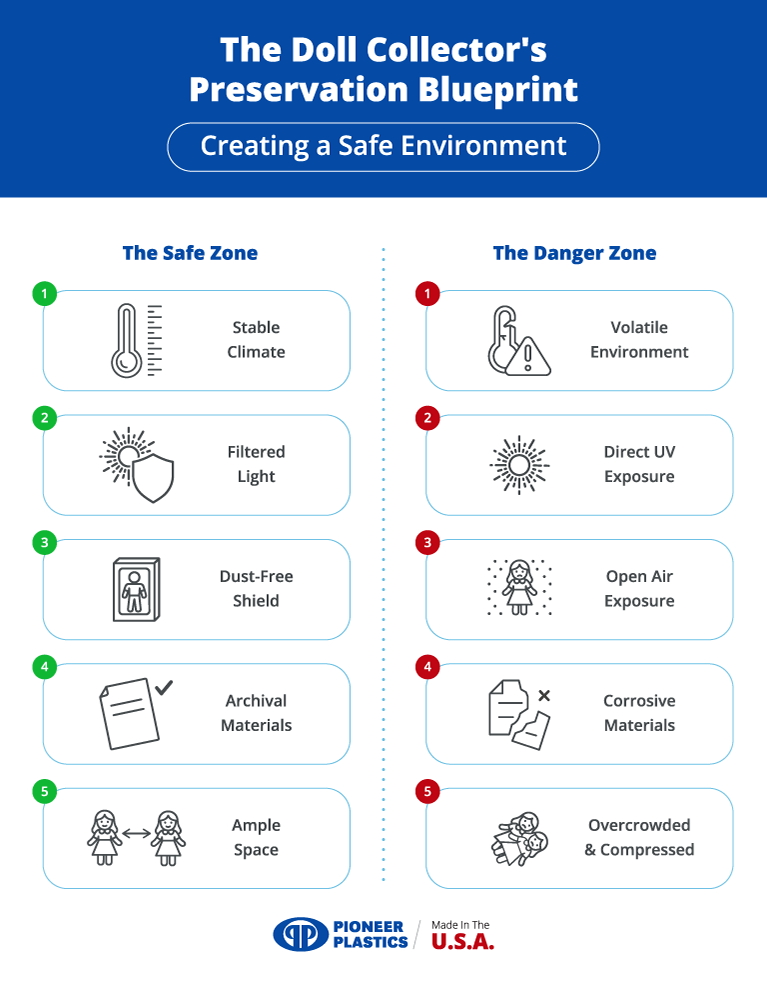 Doll collectors guide for creating a safe environment and preserving valuable collections.
