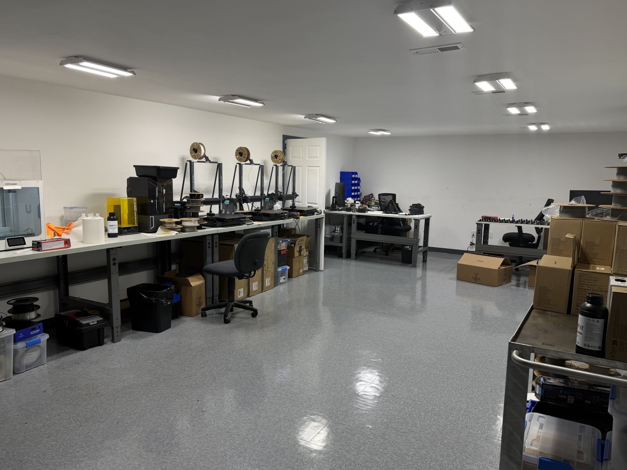Pioneer Plastics Design Center — FDM 3D printer bank and Hexagon CMM inspection machine